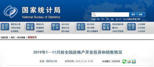 2019年1-11月全國房地產與軟件開發銷售市場綜述